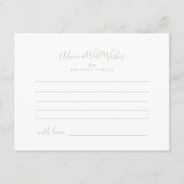 Carte de conseil Mariage minimaliste Gold (Devant)