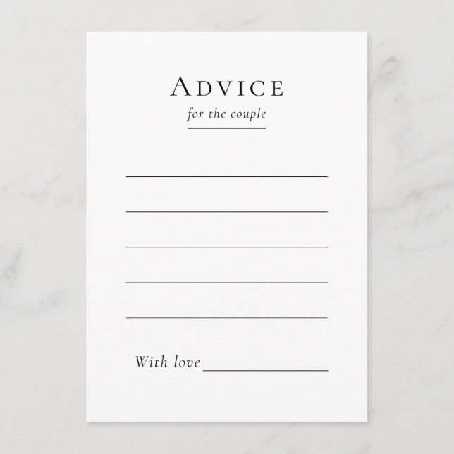 Carte de conseil Mariage simple et moderne (Devant)
