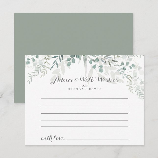 Carte de conseil minimaliste pour Mariage Eucalypt (Devant / Derrière)
