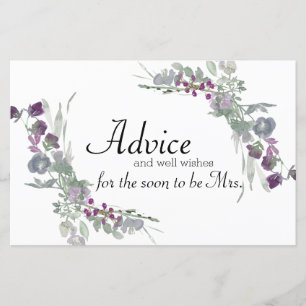 Carte de conseil nuptiale de Fleurs sauvages d'aqu