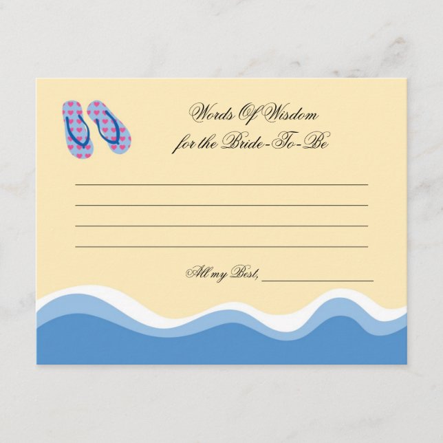 Carte de conseil nuptiale Flip Flops Beach (Devant)
