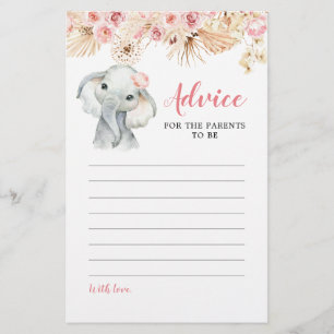 Carte de conseil pour Baby shower de fille rose Bo