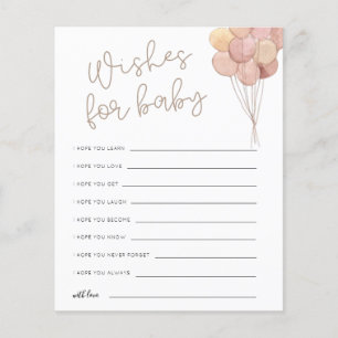 Carte de conseil pour Bébé Ballons Rose
