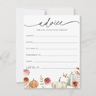 Carte de conseil pour bébé florale citrouille Bour