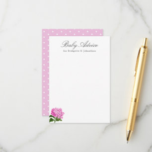 Carte de conseil pour bébé Hydrangea rose
