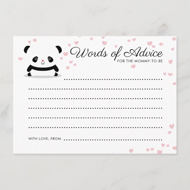Carte de conseil pour bébé Panda Bear élégant (Devant)