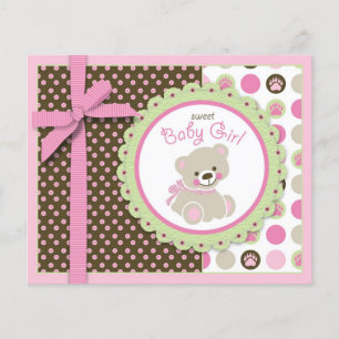 Carte de conseil pour fille d'ours de bienvenue