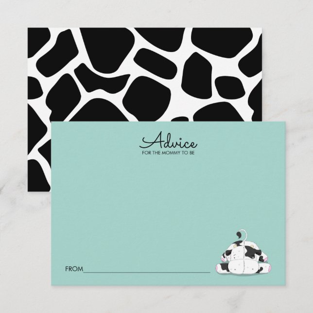 Carte de conseil pour le Baby shower de petite vac (Devant / Derrière)