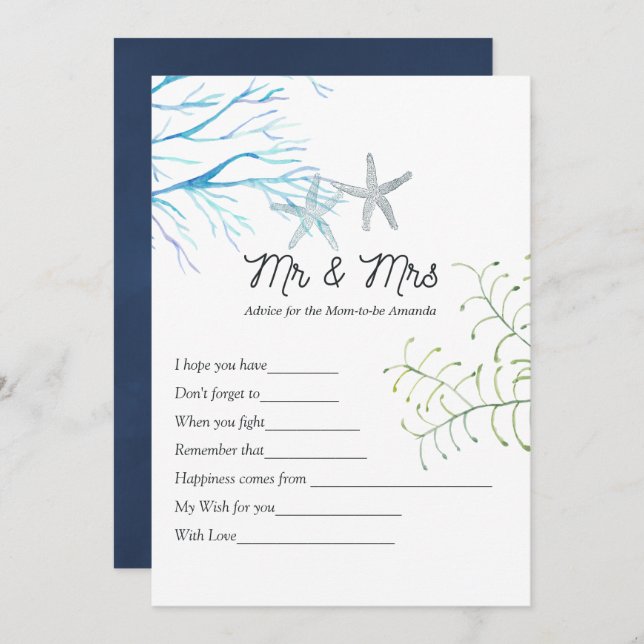 Carte de conseil pour le jeu d'algues marines (Devant / Derrière)