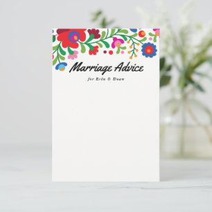 Carte de conseil pour mariage mixte de broderie me
