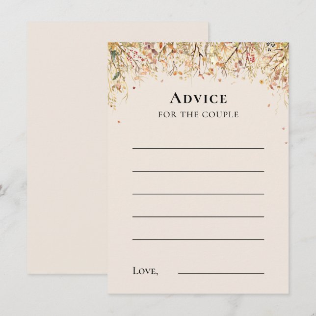 Carte de conseil simple Russe Fall Beige Mariage (Devant / Derrière)