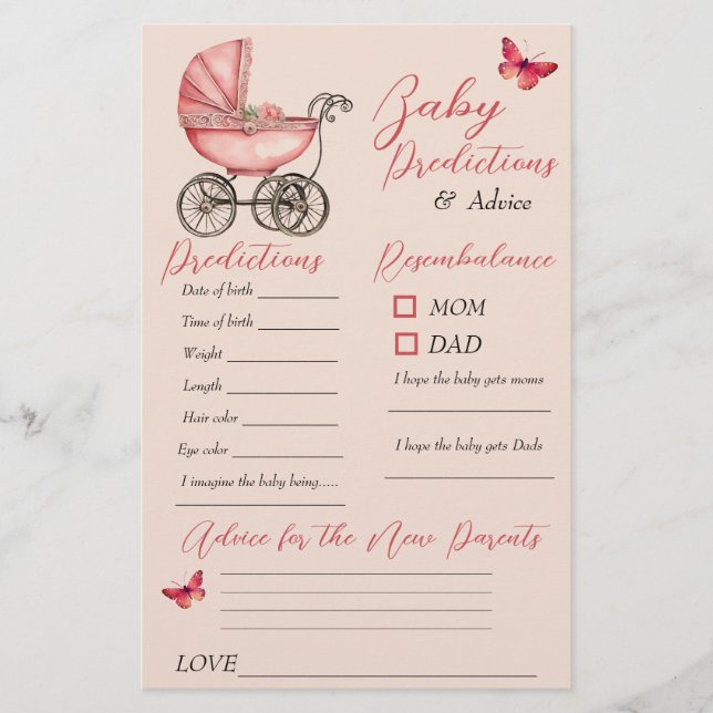Carte de conseil sur le Baby shower de transport p (Devant)