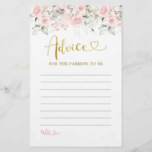Carte de conseil sur le Baby shower floral rose