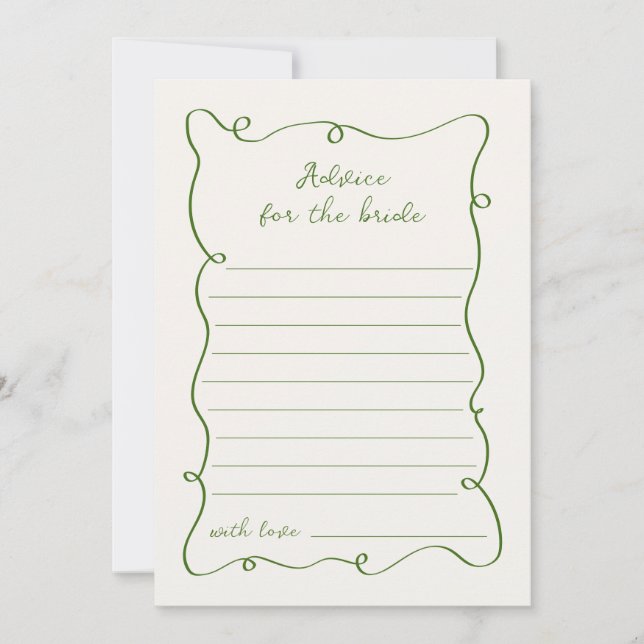 Carte de conseil sur le cadre vert dessiné à la ma (Devant)