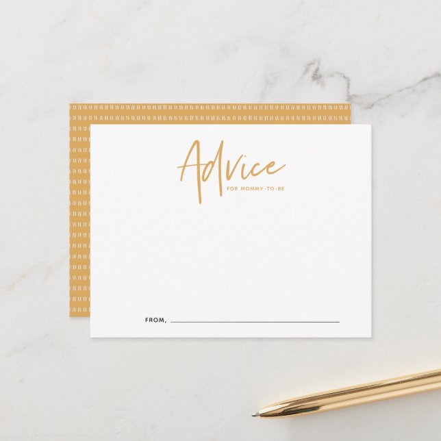 Carte de conseils de Baby Shower écriture Boho (Devant/Arrière en situation)