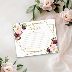 Carte de conseils de douche de mariage floral Bour