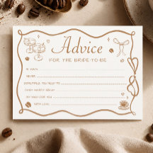 Carte de conseils de douche de mariée Café L'amour