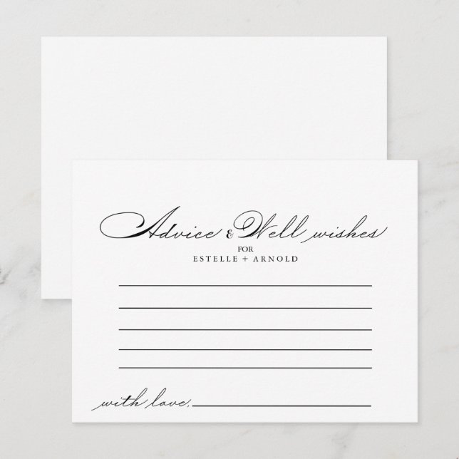 Carte de conseils de mariage à calligraphie élégan (Devant / Derrière)