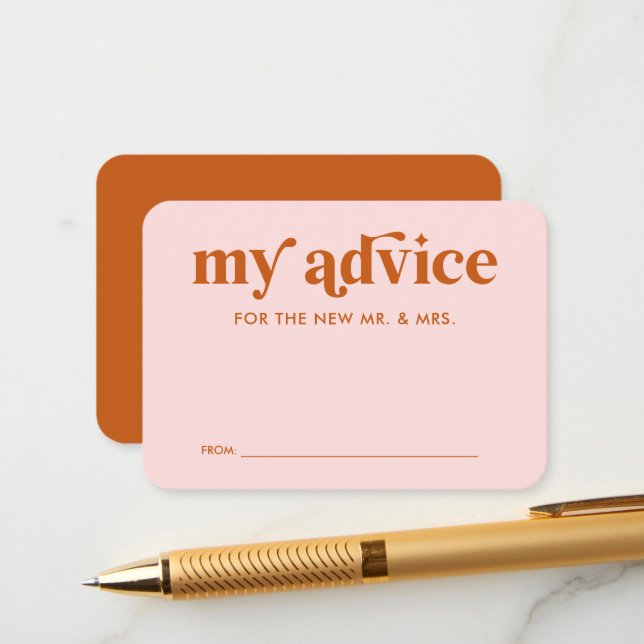 Carte de conseils de mariage disco rétro orange ro (Devant/Arrière en situation)