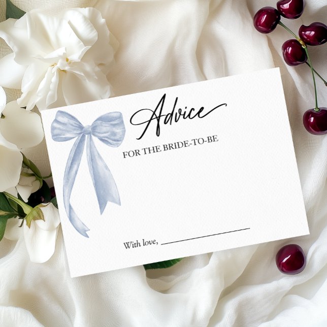 Carte de conseils de mariage Dusty Blue Bow (Créateur téléchargé)