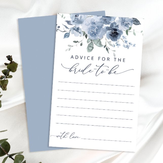 Carte de conseils de mariage floral bleu poussiére (Créateur téléchargé)
