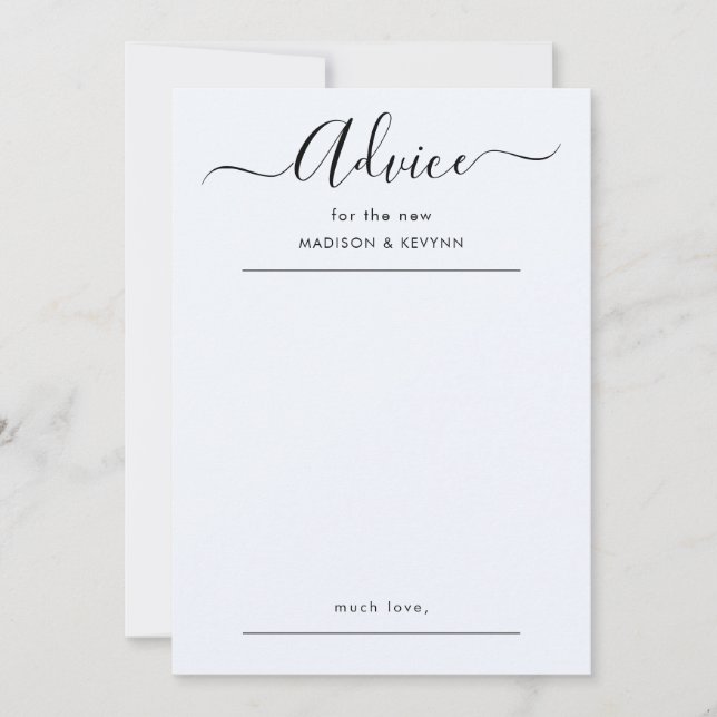 Carte de conseils de mariage script (Devant)