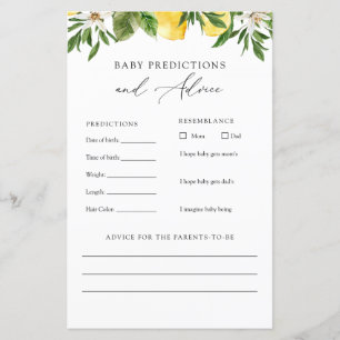 Carte de conseils et de prédictions pour bébé citr