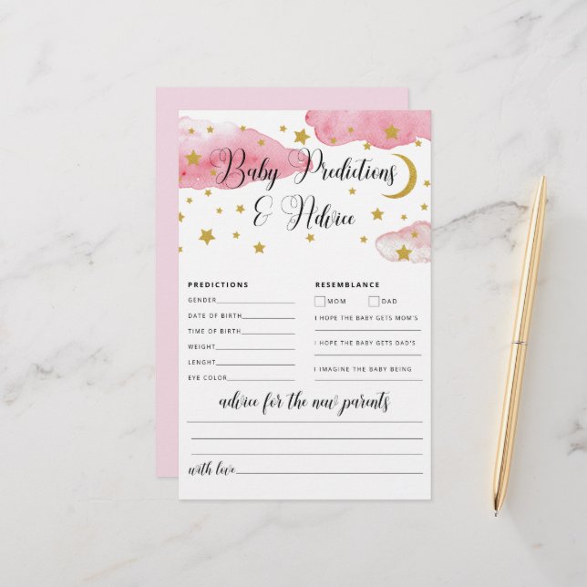 Carte de conseils et de prédictions pour bébé sur  (Devant/Arrière en situation)