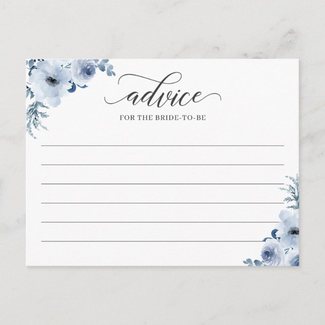 Carte de conseils et de vœux Fleurs Bleu Poussiére (Devant)