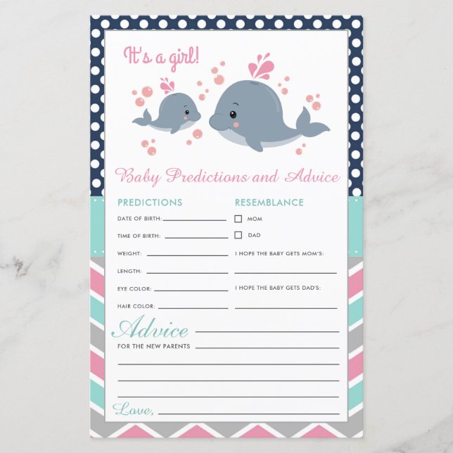 Carte de conseils et prédictions pour bébé de douc (Devant)