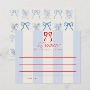 Carte de conseils pour baby shower avec ruban roug
