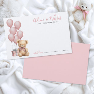 Carte de conseils pour Baby Shower Ourson Rose