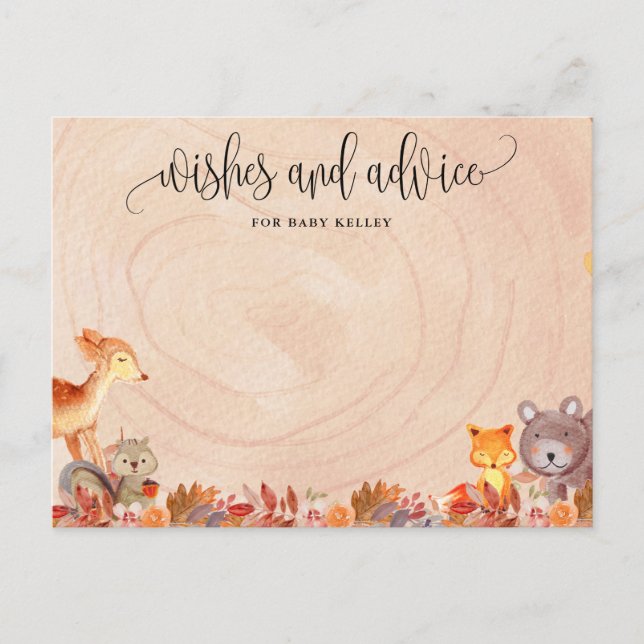 Carte de conseils pour Baby Shower sur les animaux (Devant)