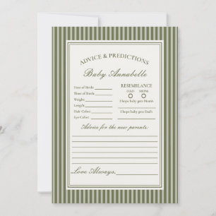 Carte de conseils pour bébé rayée verte Martini Ol