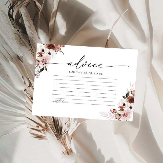 Carte de conseils pour la douche de mariée florale (Créateur téléchargé)