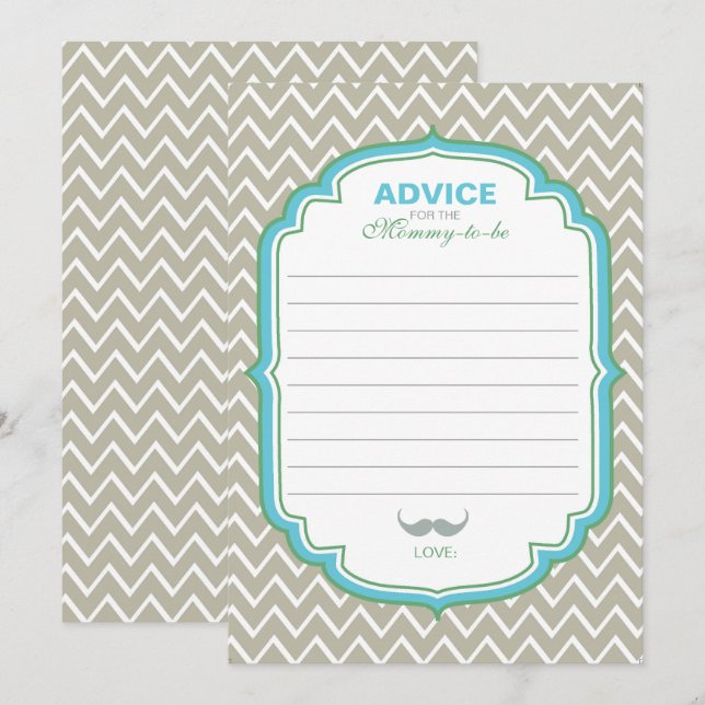 Carte de conseils pour maman à moustache bleue et  (Devant / Derrière)