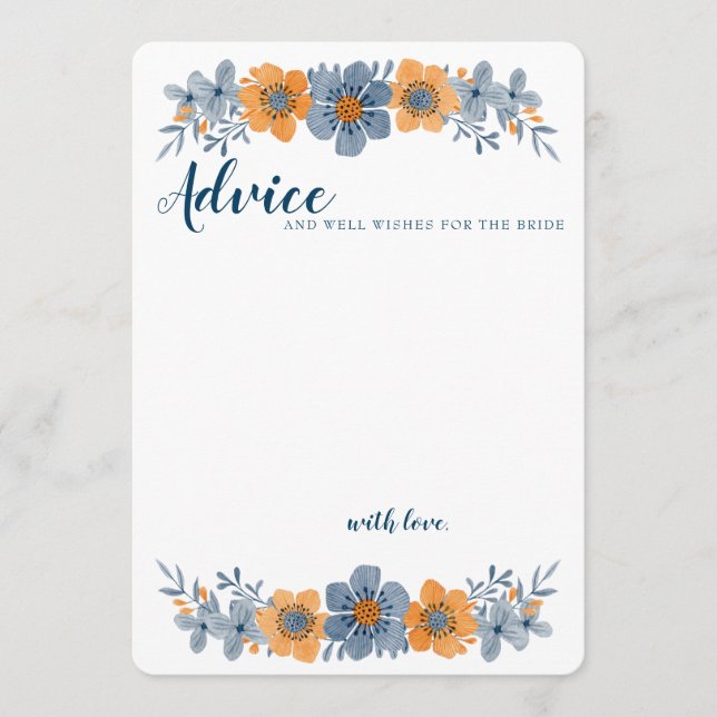 Carte de conseils pour un mariage Fleur Bleue et O (Devant)