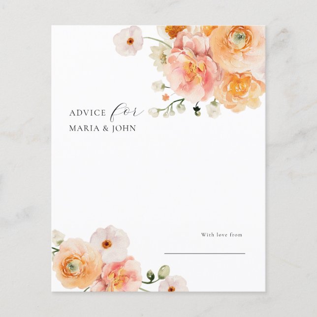 Carte de conseils pour un mariage floral Boho Peac (Devant)
