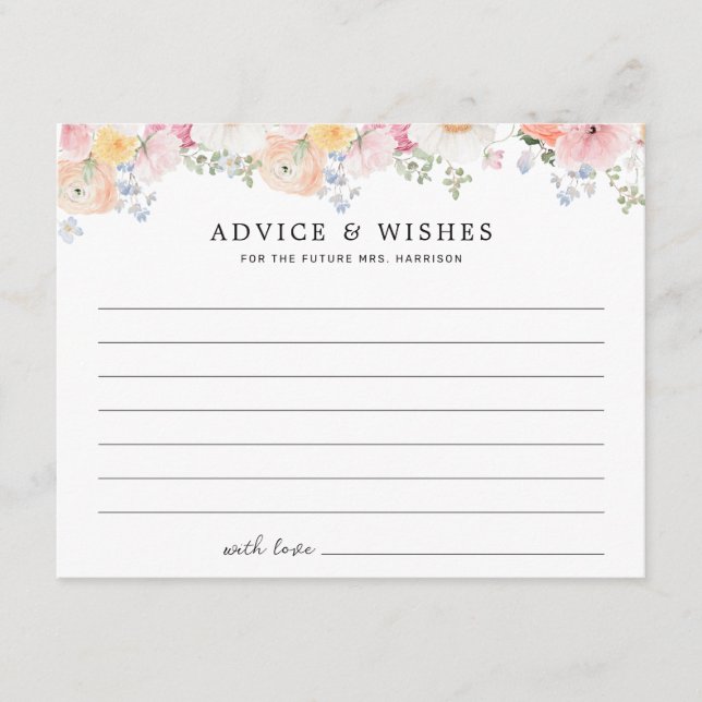 Carte de conseils pour une baby shower de mariage  (Devant)