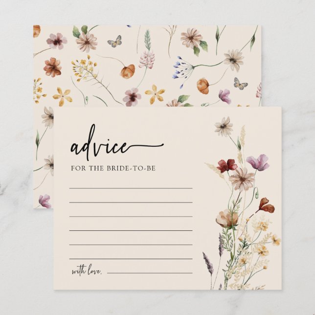 Carte de conseils pour une douche de mariée floral (Devant / Derrière)