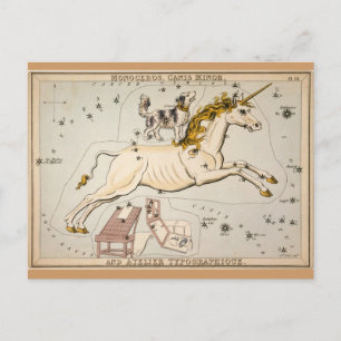 Carte de constellation de l'étoile Unicorne vintag