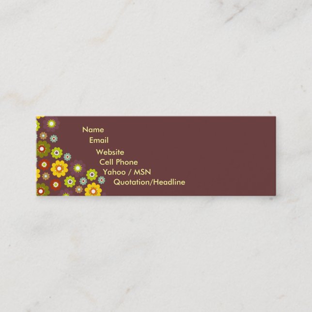 Carte de contact de flower power (Devant)