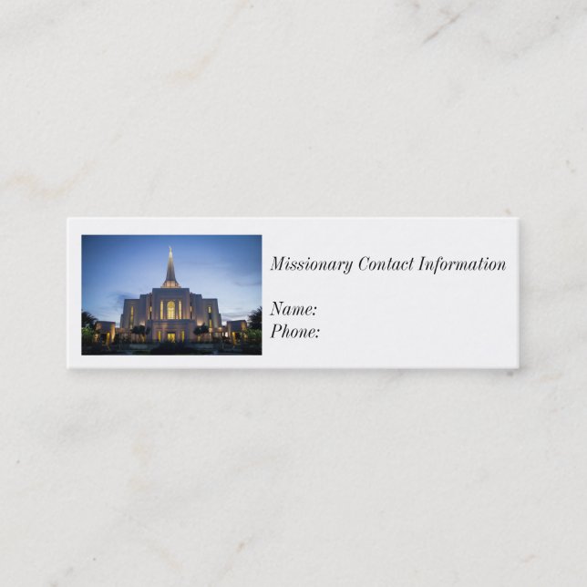 Carte de contact de missionnaire (Devant)