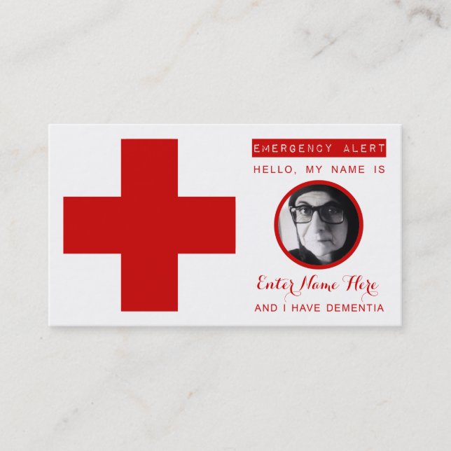 carte de contact d'urgence pour la démence (Devant)
