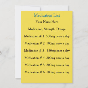 Carte de contact d'urgence pour médicaments
