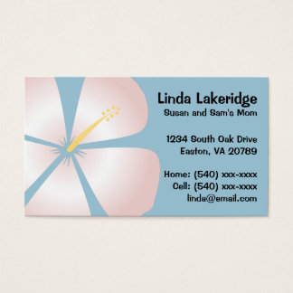 Carte de contact maman pour Hibiscus rose / blanc