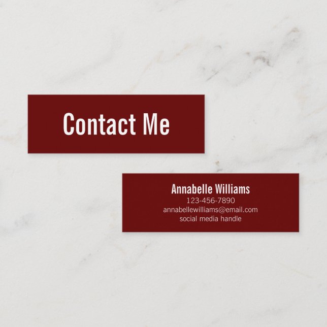 Carte de contact professionnelle Dark Red White (Devant / Derrière)
