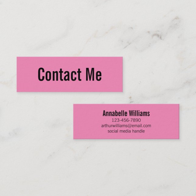 Carte de contact professionnelle rose et noir (Devant / Derrière)