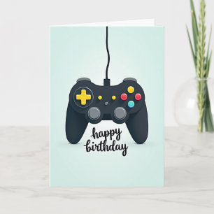 Carte de contrôleur de jeu d'anniversaire ludique