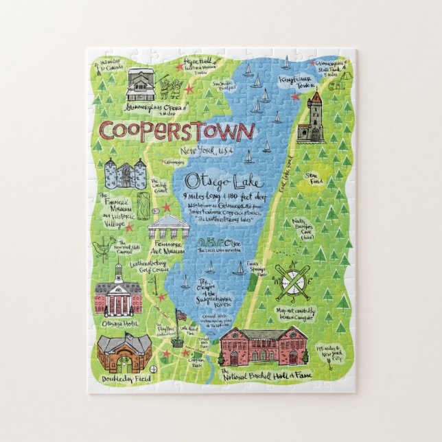 Carte de Cooperstown, New York, Puzzle (Vertical)